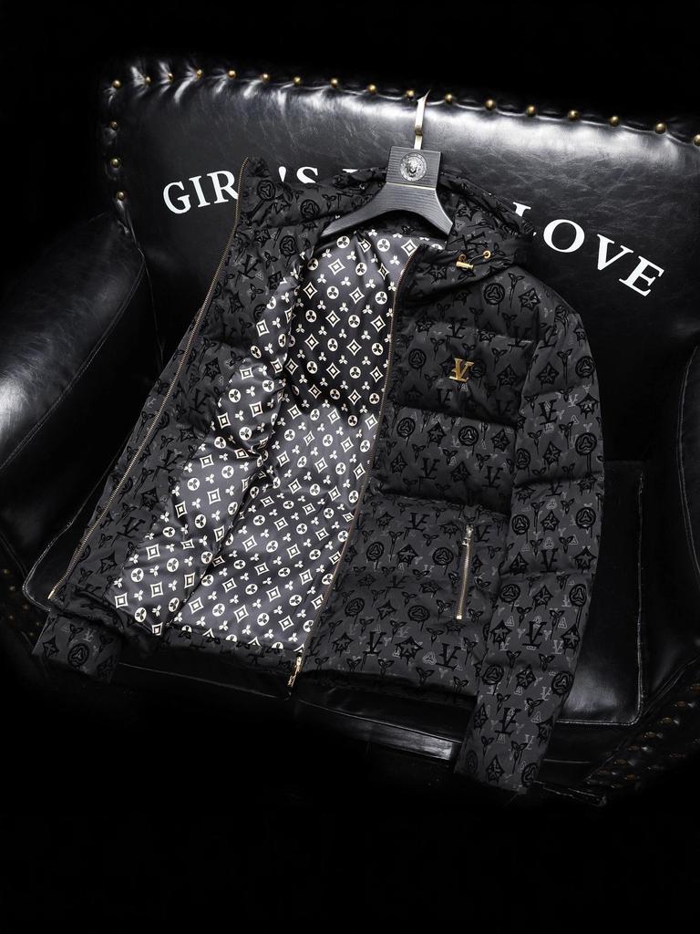 Europäische Trendmarke Herren Winter Dicke Kapuzenenten Daunenjacke - Leichter Luxus Bedrucktes Design