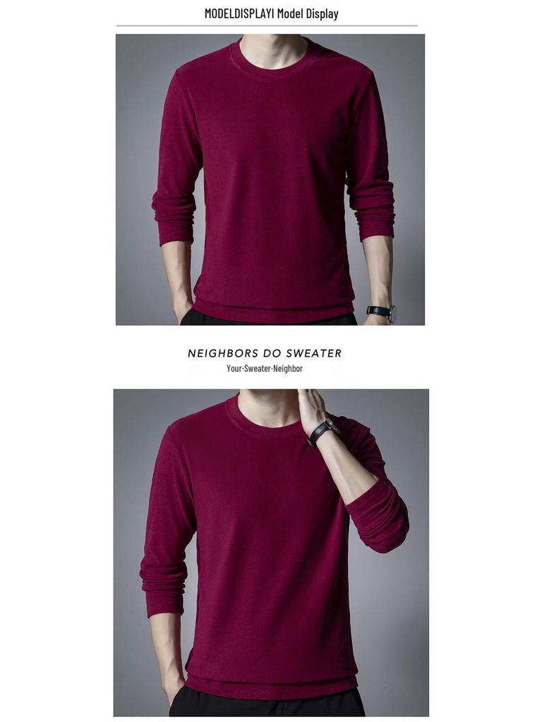 Woodpecker Men's Double-Brushed Long Sleeve Semi-High Collar Top for Autumn/Spring
