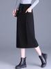 Trendy Solid Color Slit Midi Skirt for Autumn/Winter