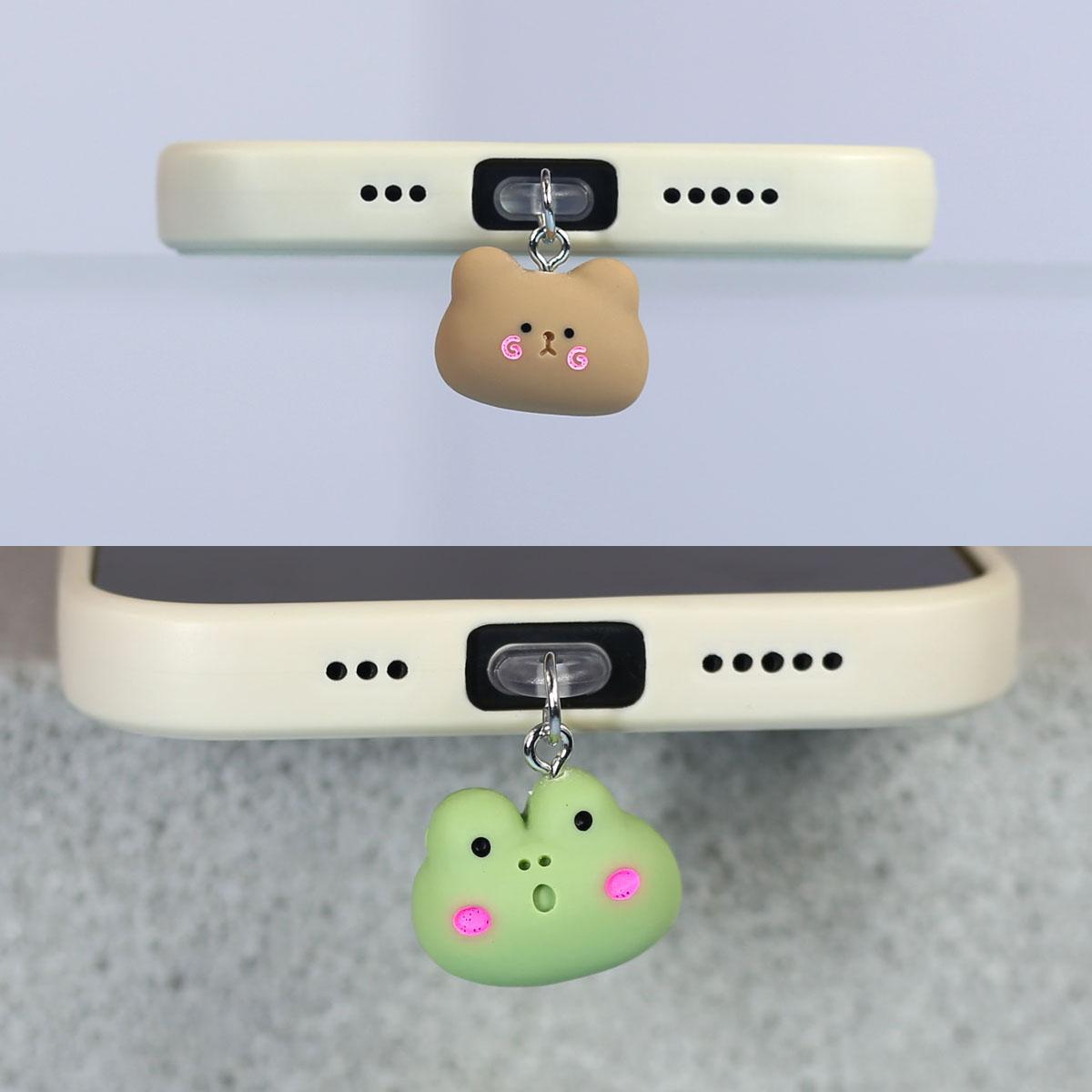 

Cute Frog And Bear Mobile Phone Dust Plug Pendant Mobile Phone Accessories Decoration For IPhone Type-c Port Dust Plug