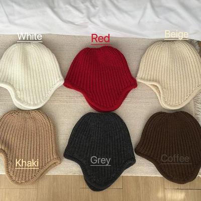 Korean Dongdaemun-style Versatile Solid-color Cute Ear-flap Aviator Warm Knit Hat