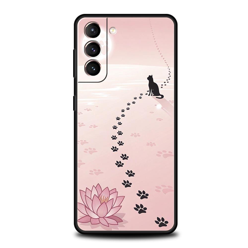 Abstract Creative Cute Cat Line Phone Case for Samsung Galaxy S26 S25 S24 S23 S22 S20 S21 FE Ultra S25 Edge Plus Soft TPU Cover