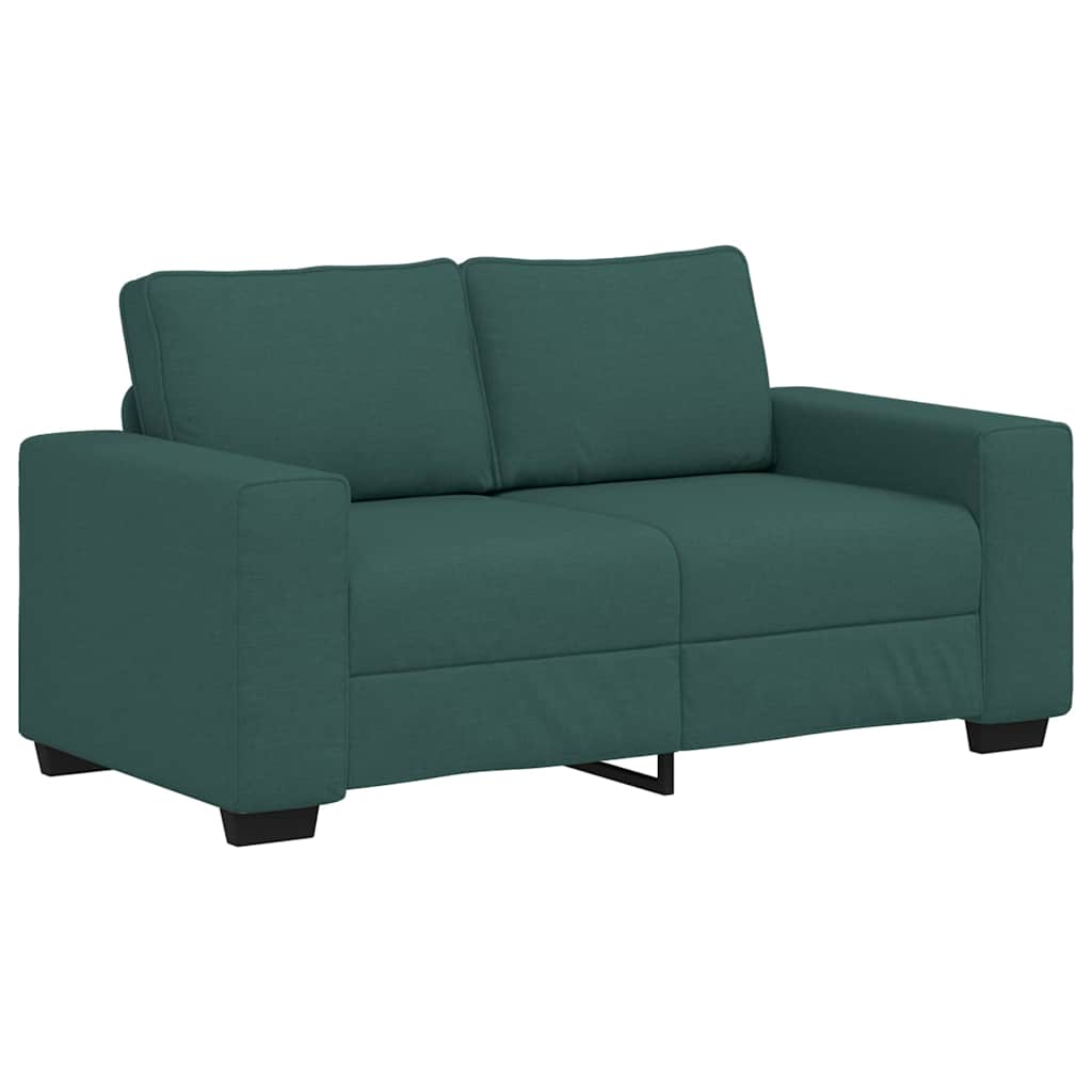 2 Piece Sofa Set with Cushions Dark Green Fabric