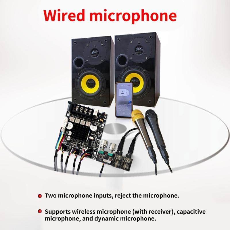 2.0Channel 50W+50W Power Amplifier Board Wirelessly Microphone and Sound Module