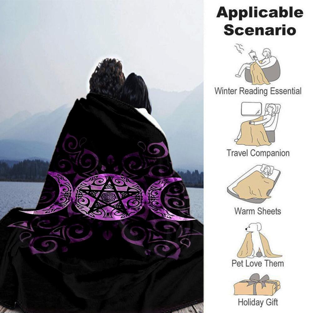 1pc Pentagram Moon Phases Soft Warm Throw Blanket Nap Blanket For Couch Sofa Office Bed Camping Travel,Comfortable