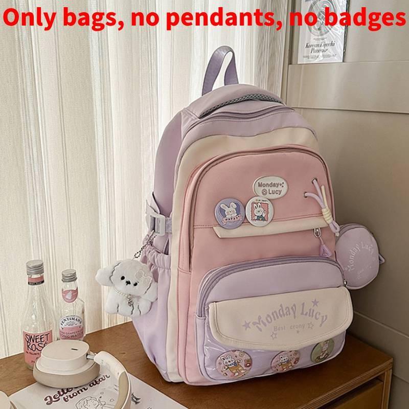 Cute Contrasting Color Backpack With Large Capacity And Letter Design Print