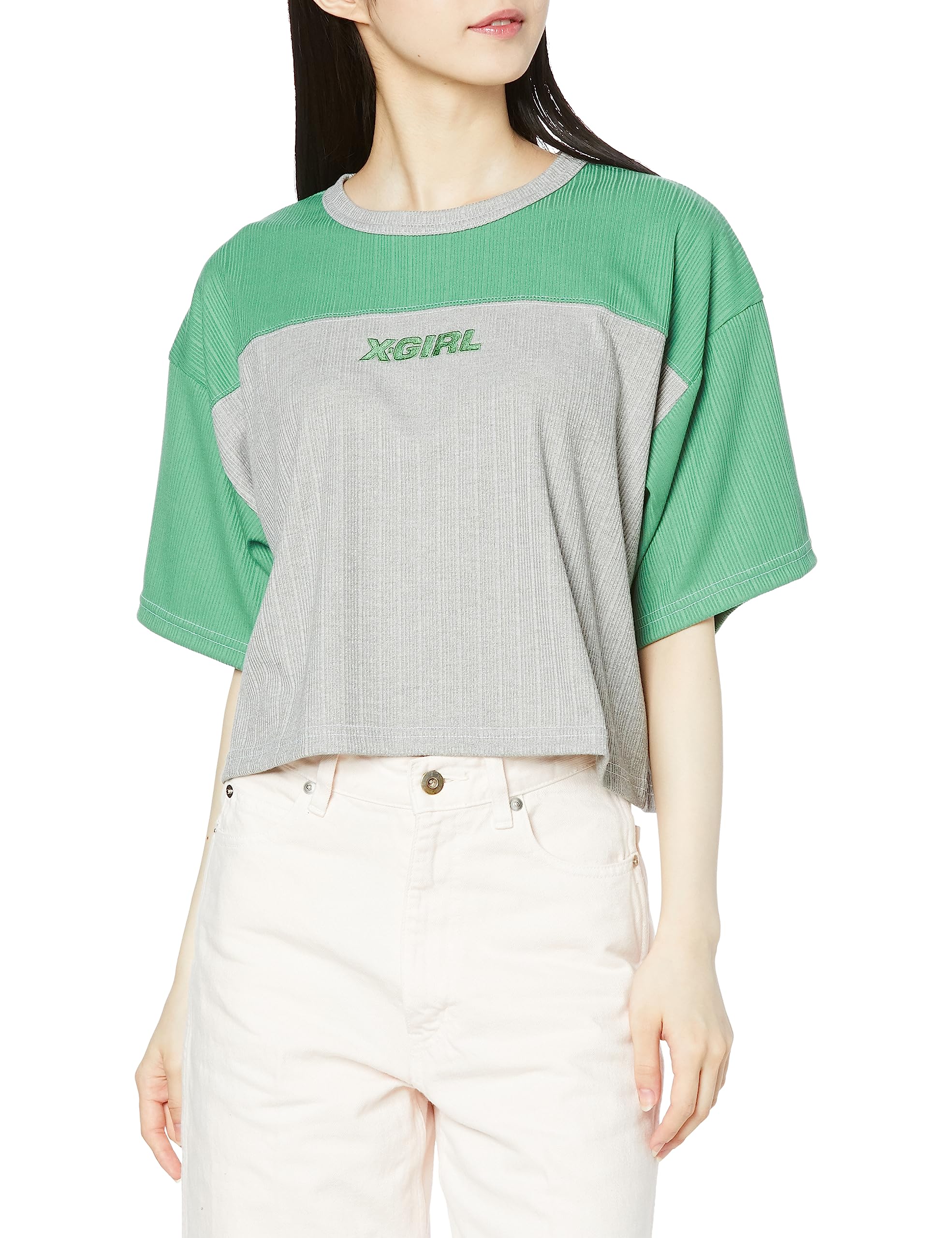

Ribbed Football X-Girl T-Shirt зелений