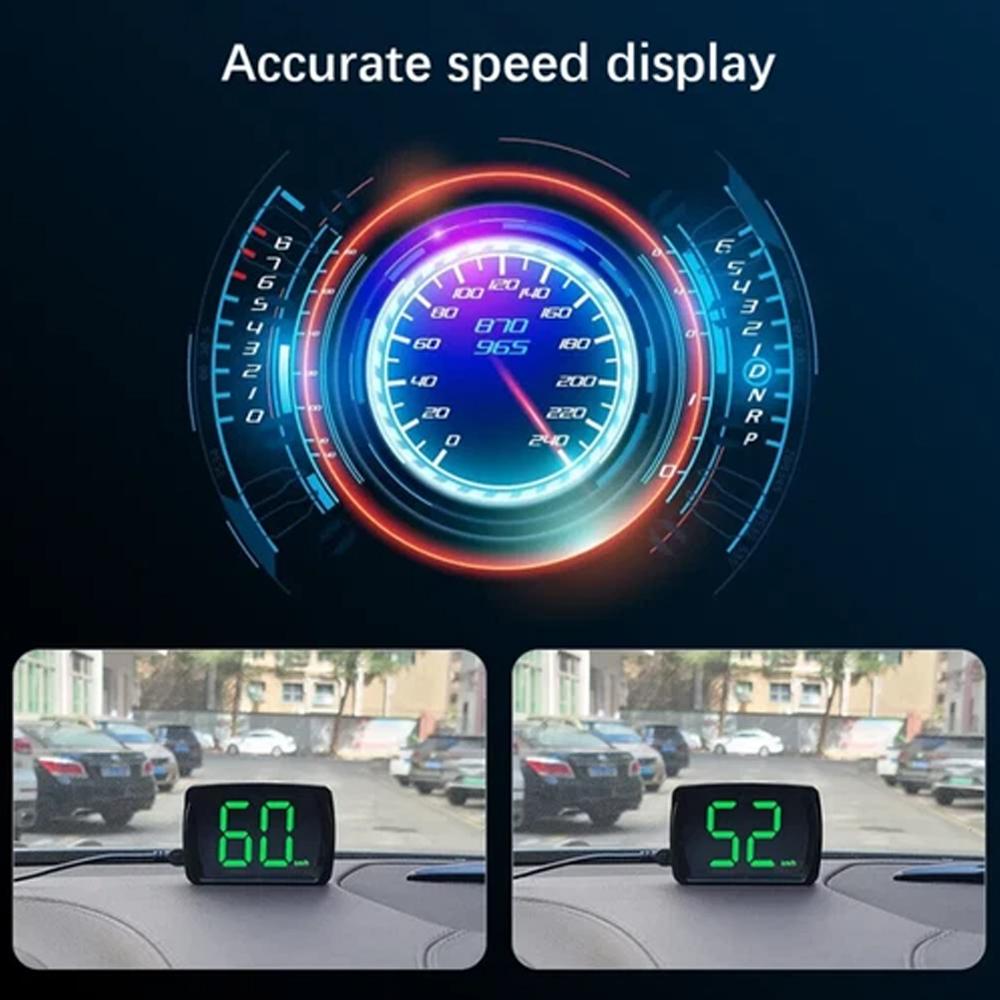 Universal Car HUD Head Up Display - GPS Digital Speedometer with Dual Chips for KMH/MPH, HD LCD Plug & Play