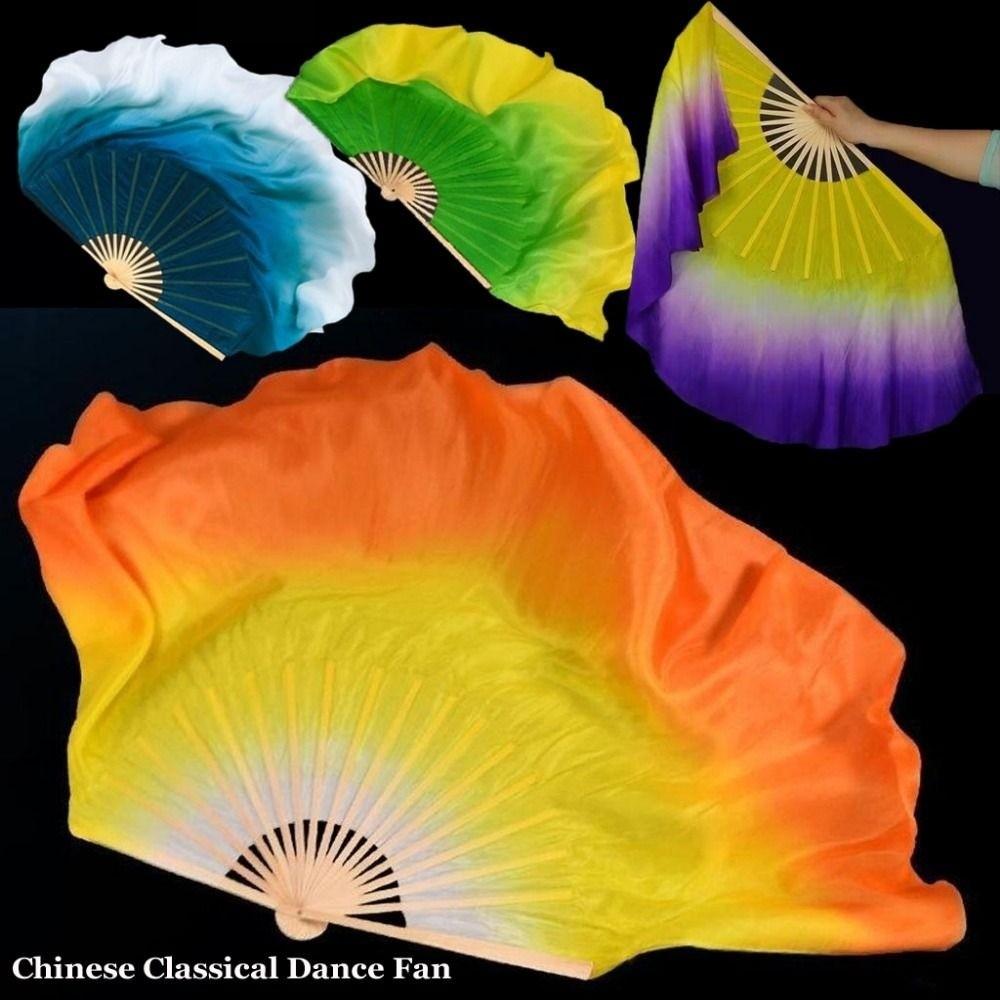 10/20cm Half Circle Silk Veil Chinese Short Bellydance Fan Hand Dye Adults Fan Kid Women