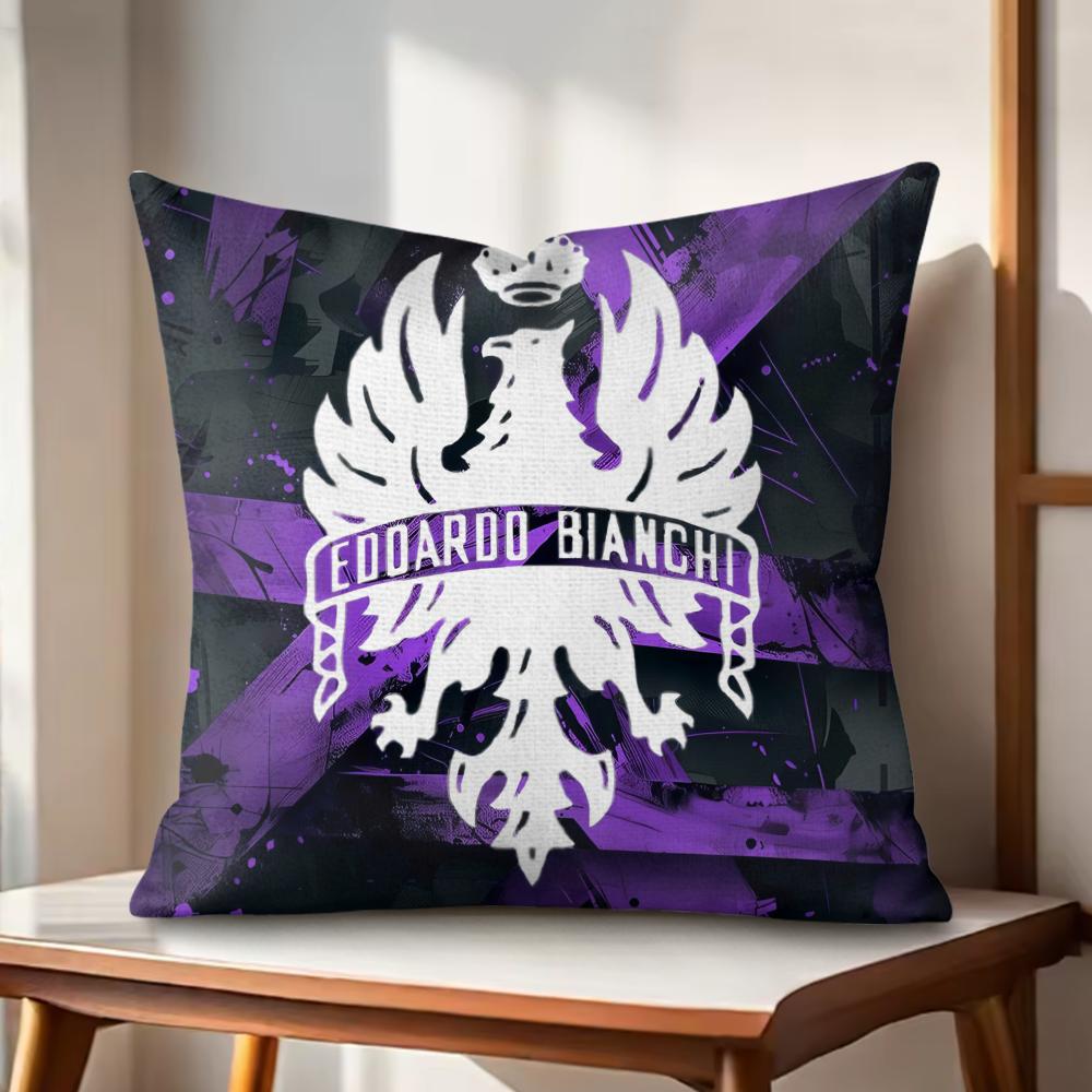 Luxury B-Bianchi Logo Cushion Cover Natural Linen Organic Fabric Double-Sided Printing Couch Pillow Covers Home Decor