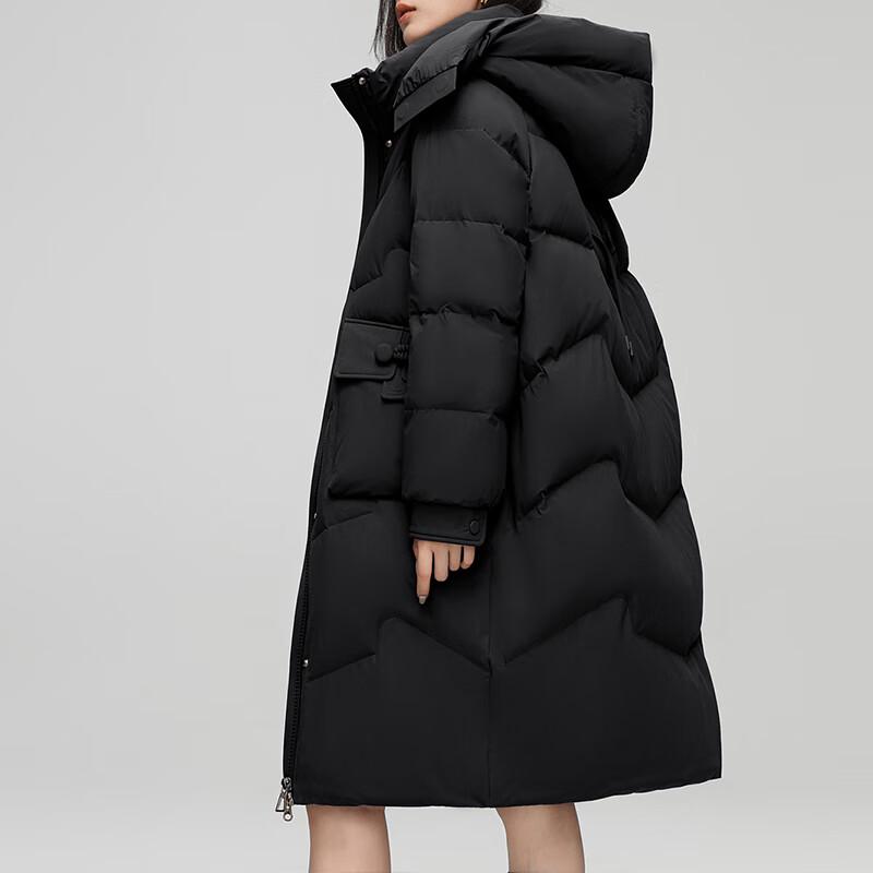 Yalu RS Damen Kapuzen-Longline Winter Daunenjacke