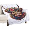 Scottish Highland Cow Cattle Farm Hairy Cowgirl Flower Throw Blanket Weighted Sofa Throw Heavy To Sleep Blankets