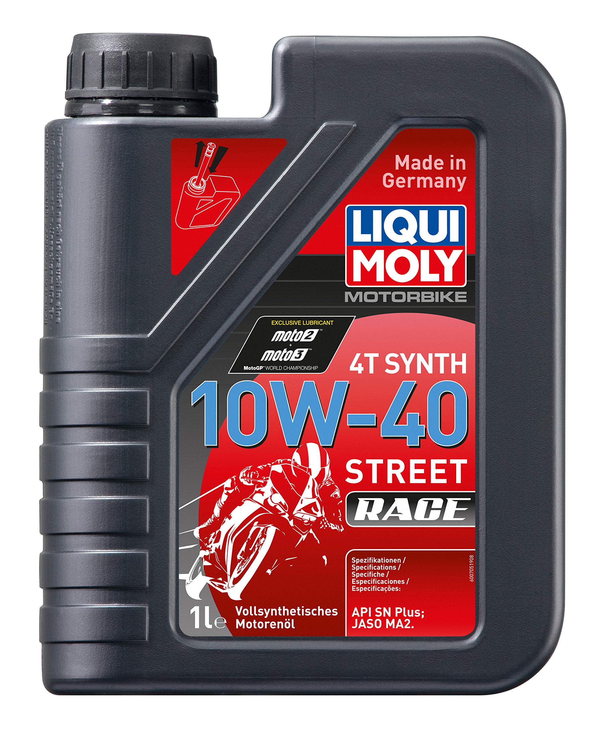 

LIQUI MOLY StreetRace 10W-40 Полностью синтетическое моторное масло для мотоциклов, 1 л, 20753