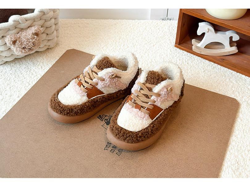 Winter 2025 Children's Cute Double-Layer Fleece-Lined Cotton Shoes for Boys and Girls