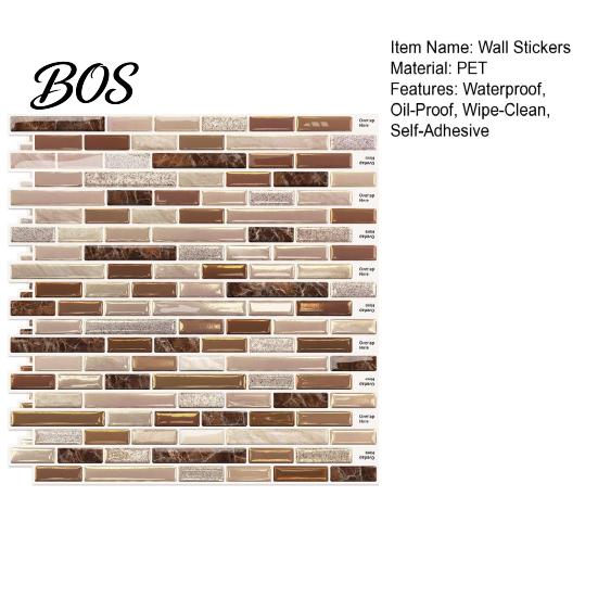 Self-adhesive Mosaic Wall Tiles 3D Gel Faux Stickers, Easy Peel & Stick Backsplash Tile Installation Stickers Vintage Brick Wallpaper for Kitchen,