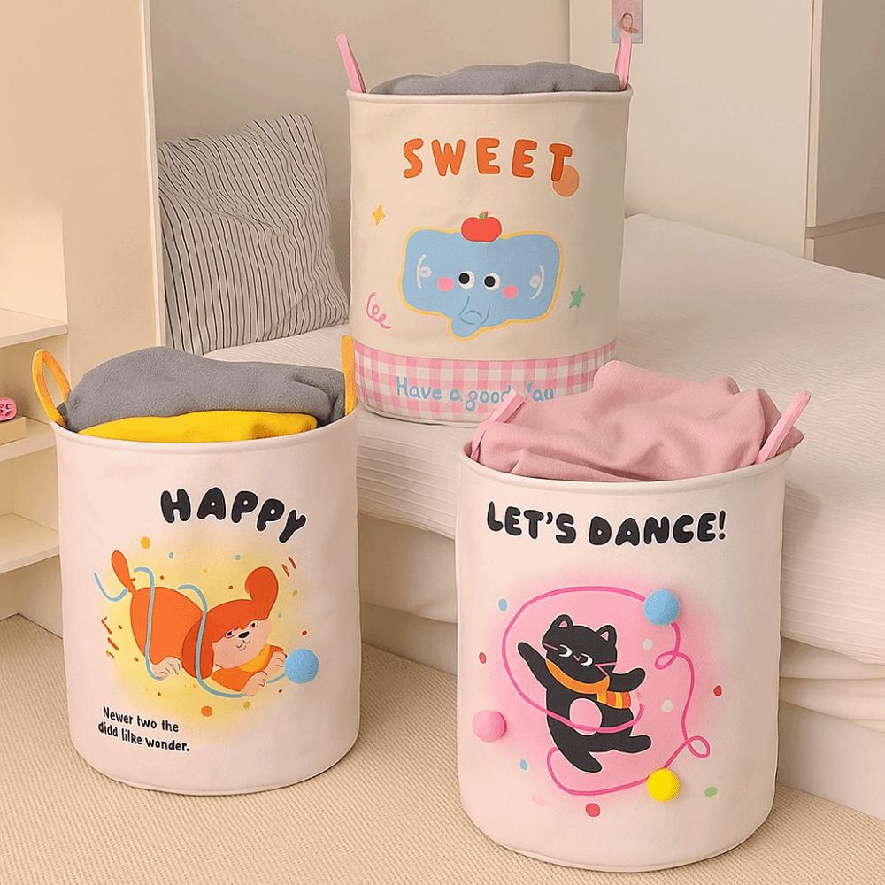 Space Saving Foldable Laundry Basket Non-woven Fabric Toy Storage Bucket  Bathroom