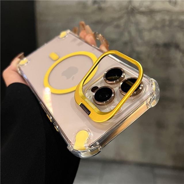 Für iPhone 16 Pro Max Luxus Objektivhalter Ständer Magsafe Magnetisch Transparent Handyhülle Für iPhone 13 14 15 Plus Schutzhülle