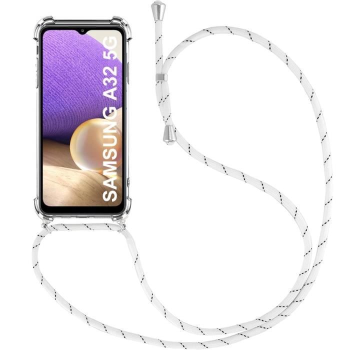 Coque Antichoc - BOOLING - pour Samsung A32 5G - TPU Transparent - Anti-choc - Inclus Cordon Blanc