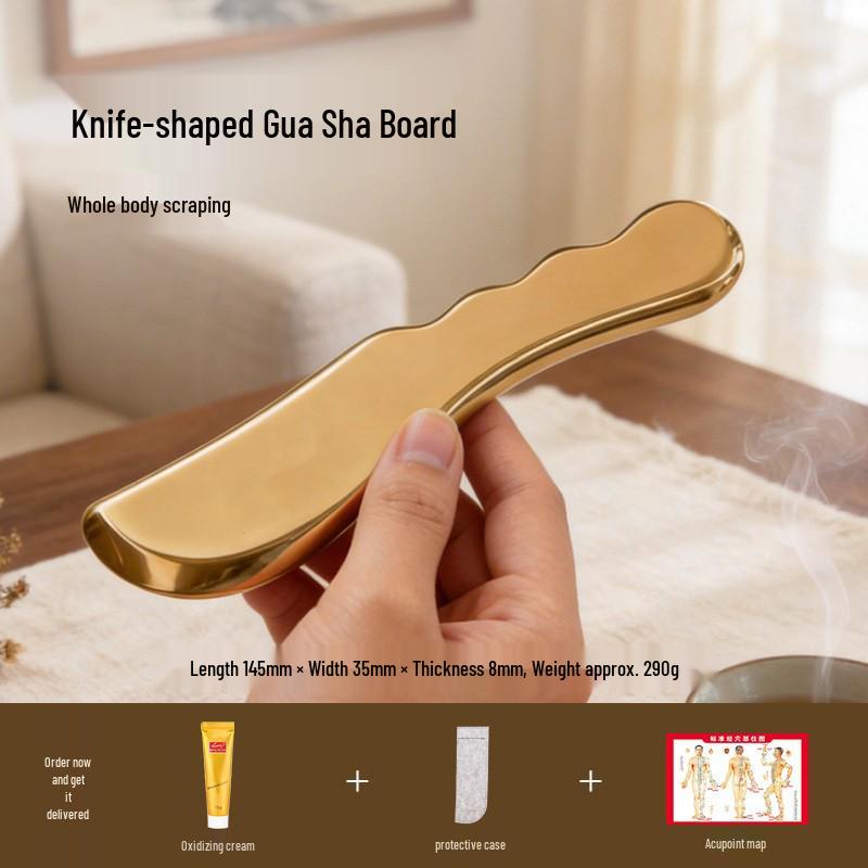 Pure Brass Gua Sha Board for Cervical Spine, Shoulder, Neck, and Face Massage