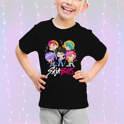 Niedliche Cartoon Kinderbekleidung Baumwolle KPop Devil Hunter Mode Lässiges Oberteil Kurzarm Mädchen Junge Fan Geschenk T-Shirt