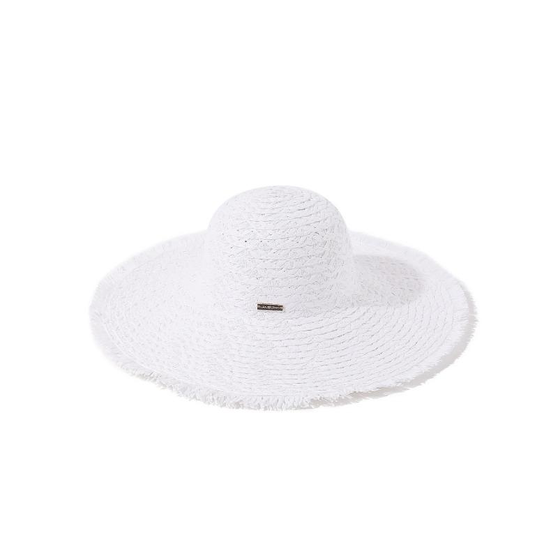 New solid color woven straw hat big brim rough edge beach hat vacation sun hat sun protection sun hat