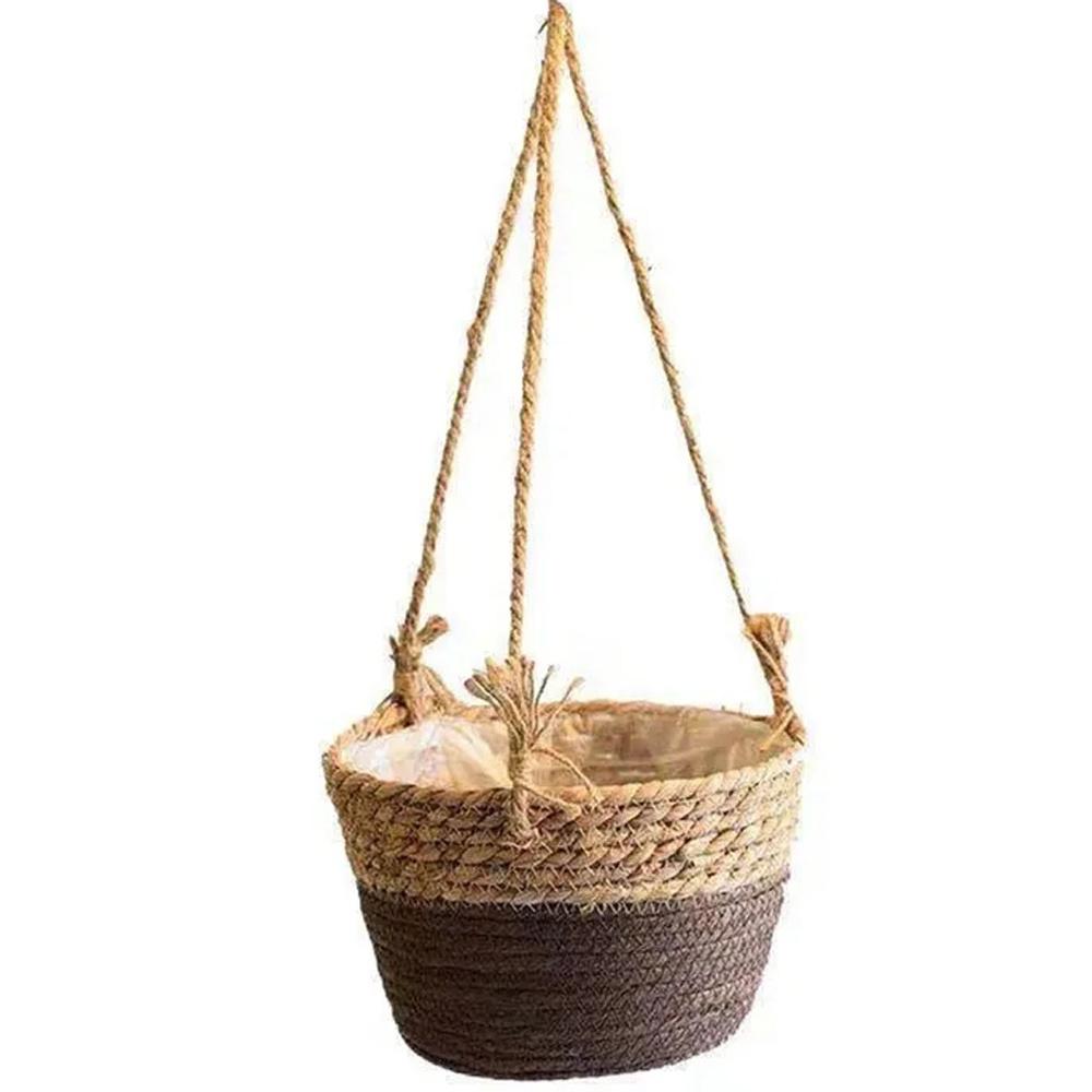 Hängender Pflanztopf für den Garten, Makramee-Pflanzenaufbewahrungskorb, Juteseil, gewebt, für drinnen und draußen, Blumentopfhalter, Pflanzenaufhänger, Heimdekoration