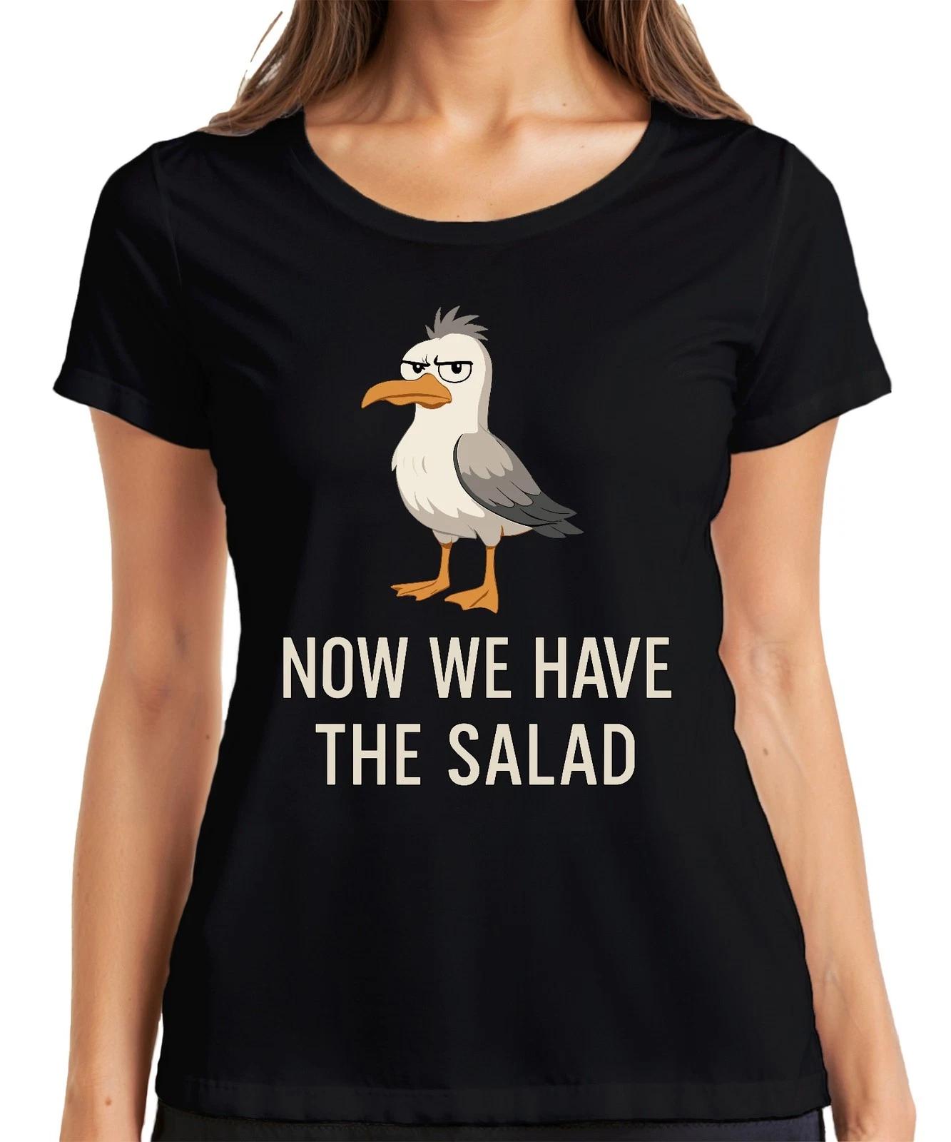 Jetzt haben wir den Salat Möwe sarkastisch lustig Cartoon Küste Damen T-Shirt XS