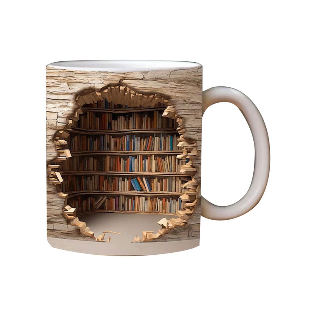 New Ceramic 3D Bookshelf Mug Mug Creative Space Design Multi-Use