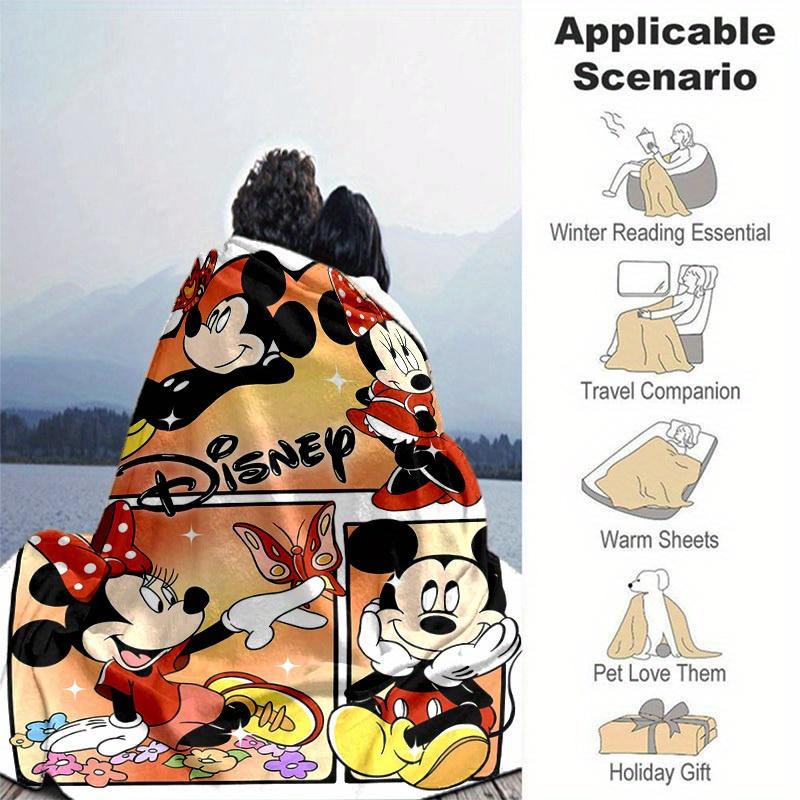 1pc, Disney Home Decor: Cozy Mickey & Minnie Mouse Flannel Throw Blanket Perfect Gift for Bedroom, Living Room, Travel, Camping, Car