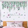 Compact Fresh Watercolor Leaves Vine Wall Stickers Skirting Line Warm Bedroom Ins Wind Self-Adhesive Bedside Dormitory