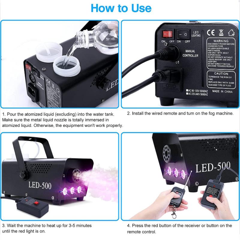 500W Stage Portable LED Full Color Smoke Machine Bar Wedding KTV Fog Maker