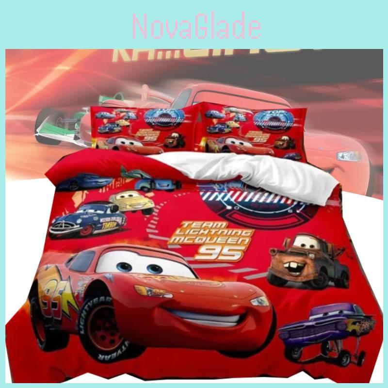 Cars Lightning Mcqueen Bedding Set With Active Dye Printing Modern Style For Kids Bedroom Decor