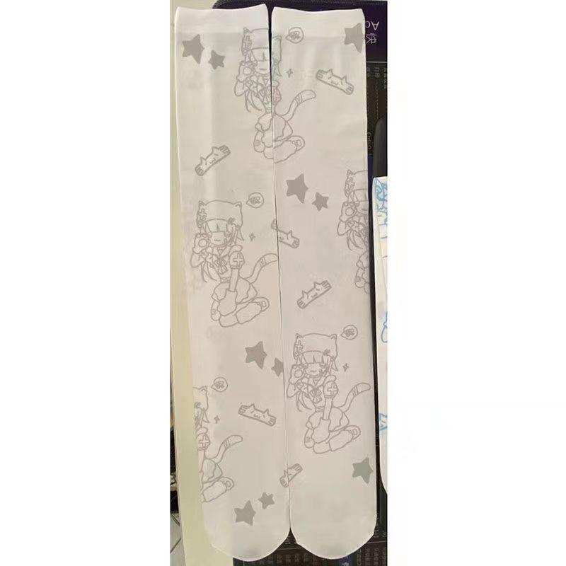 Velvet Printed Over-the-Knee Y2K Japanese Otaku Soft Girl Harajuku Long Socks