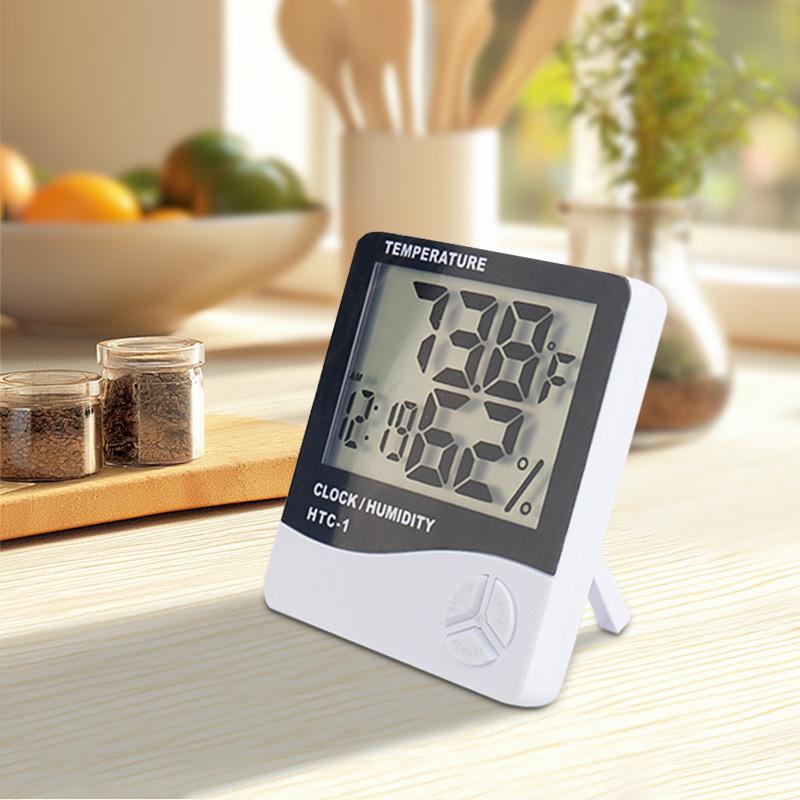 High-Precision Digital Thermometer Hygrometer with Alarm Clock, Indoor Dual-Use Vertical/Hanging Temperature Meter
