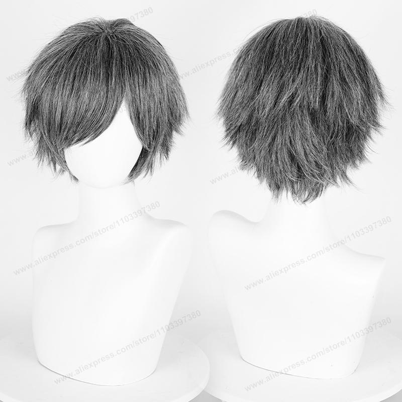 Anime 30cm Short Straight Cosplay Wig Black White Green Brown Purple Blue Gray Red Gold Man Women Heat Resistant Synthetic Hair