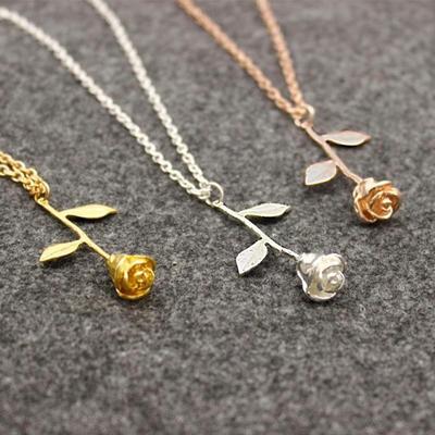 Delicate Rose Flower Pendants Necklace Best Friends Boho Vintage Charm BFF Bridesmaid Wedding Cute