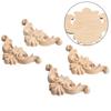 4x Wooden Carved Corner Onlay Furniture Applique Mouldings Decal DIY Home Decor