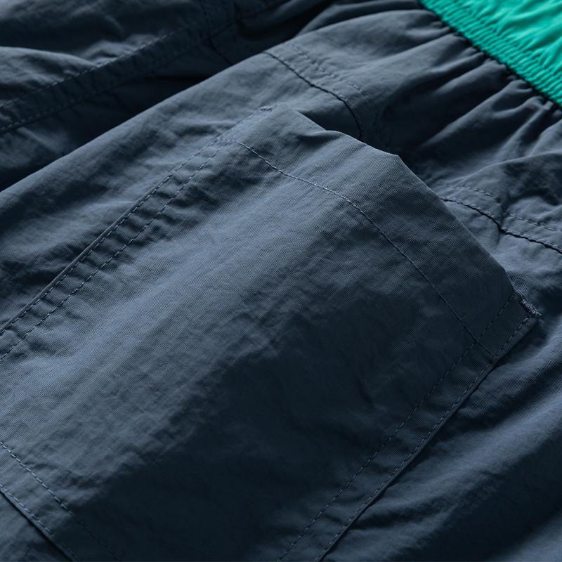 Men's Contrast Waistband Casual Shorts – Elastic Drawstring Nylon Pocket Shorts for Summer Streetwear