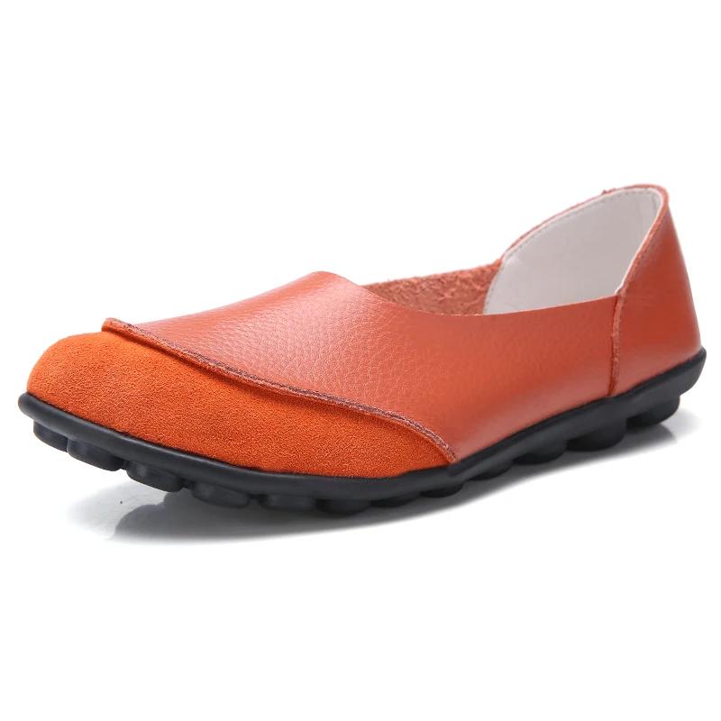 Fashion Genuine Leather Casual Bean Shoes Women Lightweight Slip-on Spring Bean Loafers Ladies Non-slip Moccasins Walking Shoes
