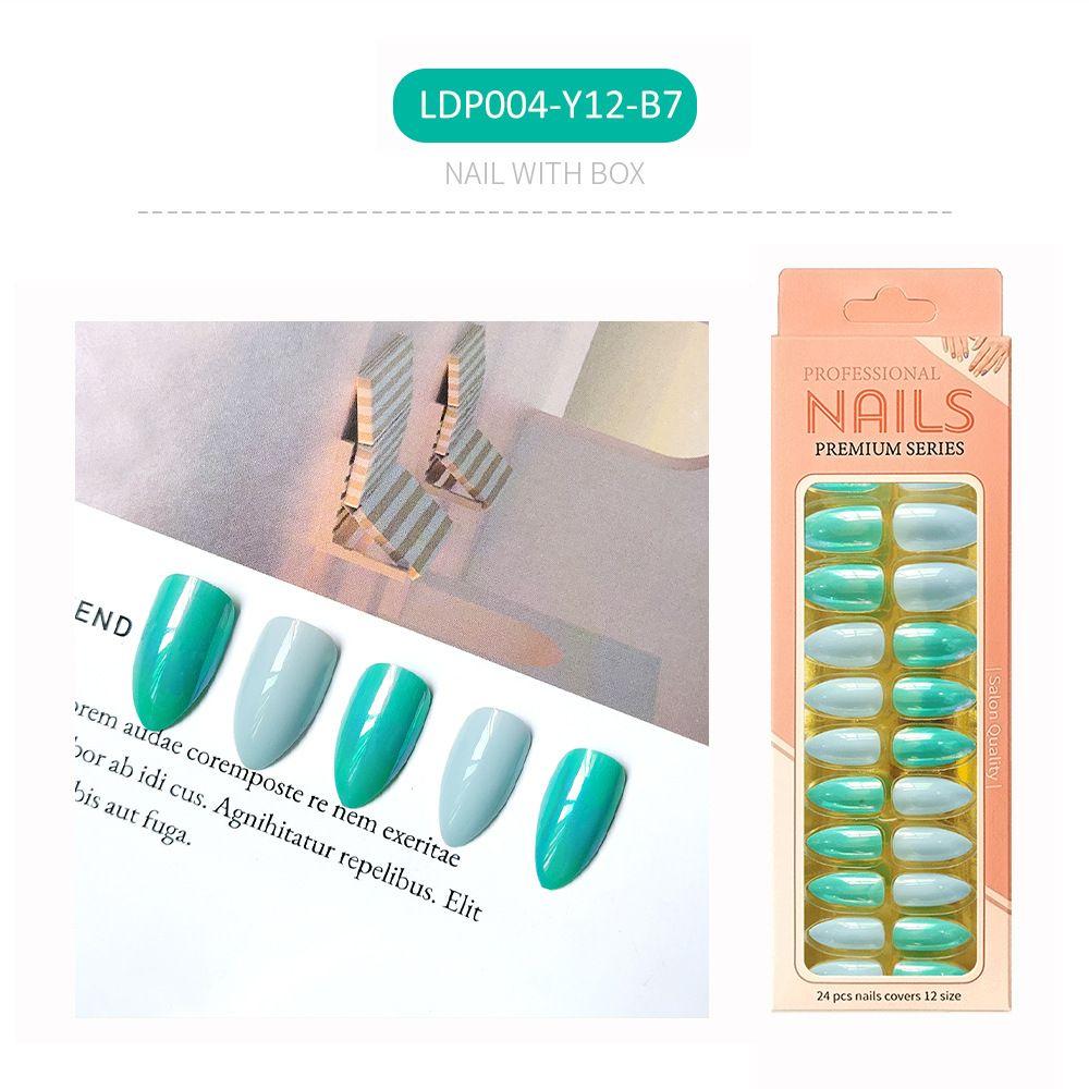 Buy DIY Stiletto Nail Tips Glossy Artificial Almond Full Cover Press On Nails Fake Nail False