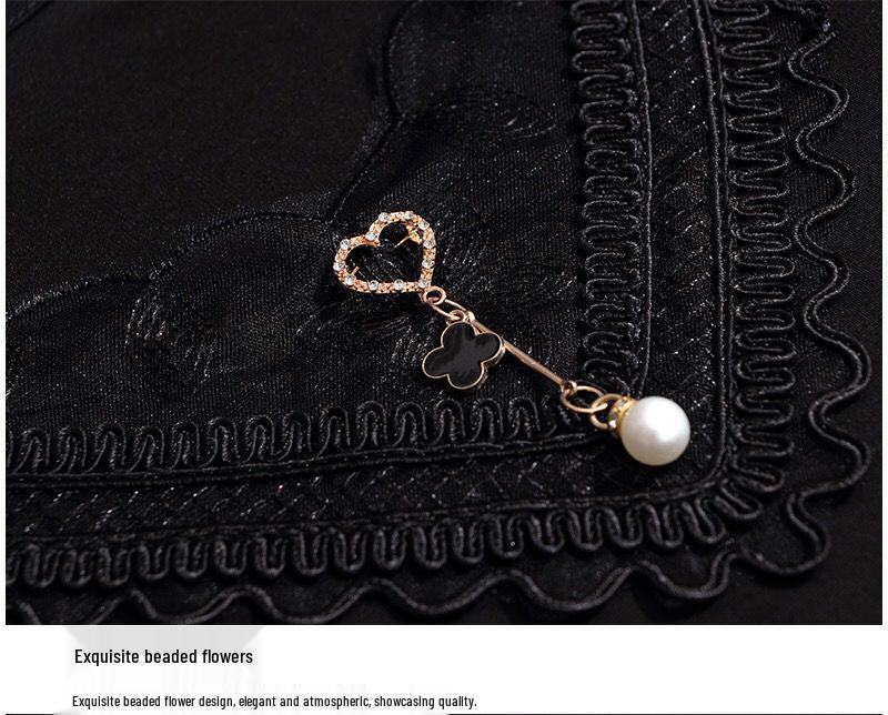 2023 Summer V-Neck Lace Chiffon Blouse for Women - Fashionable Short Sleeve Top for Middle-Aged Moms