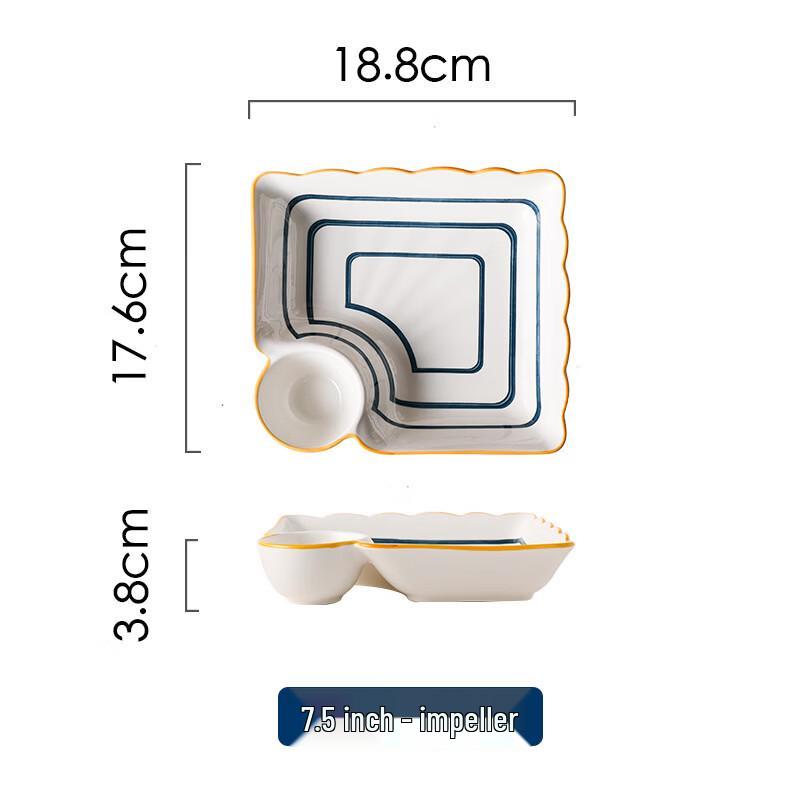 Ceramic Dumpling Plate with Integrated Sauce Dish