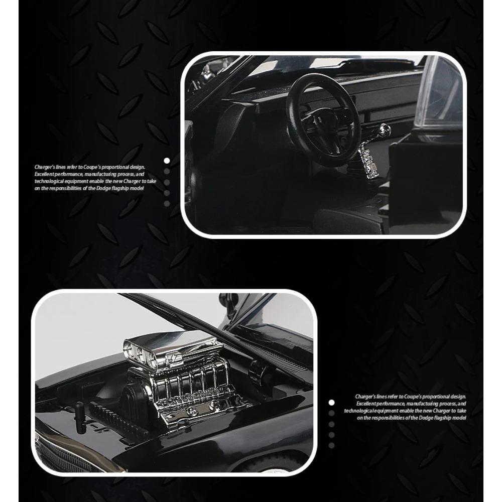 1/24 Dodge Charger 1970 Mașinuță din Aliaj Diecasts & Vehicule Jucărie Model Mașină Sunet și Lumină Jucării Mașinuțe pentru Copii Cadouri