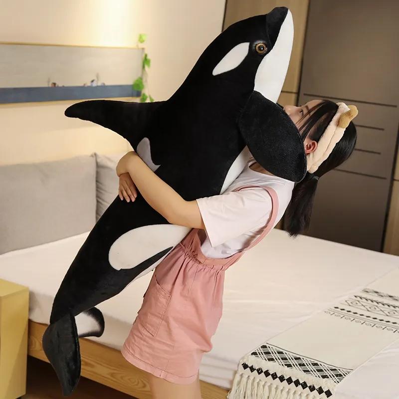 Giant 130cm Killer Whale Plush Toys Stuffed Orcinus Orca Fish Doll Shark Cartoon Soft Sleep Pillow Kids Girls Baby Funny Gift
