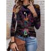 Womens Round Neck 3D Dinosaur Print Tee - Casual Fit 7/8 Sleeve 2025