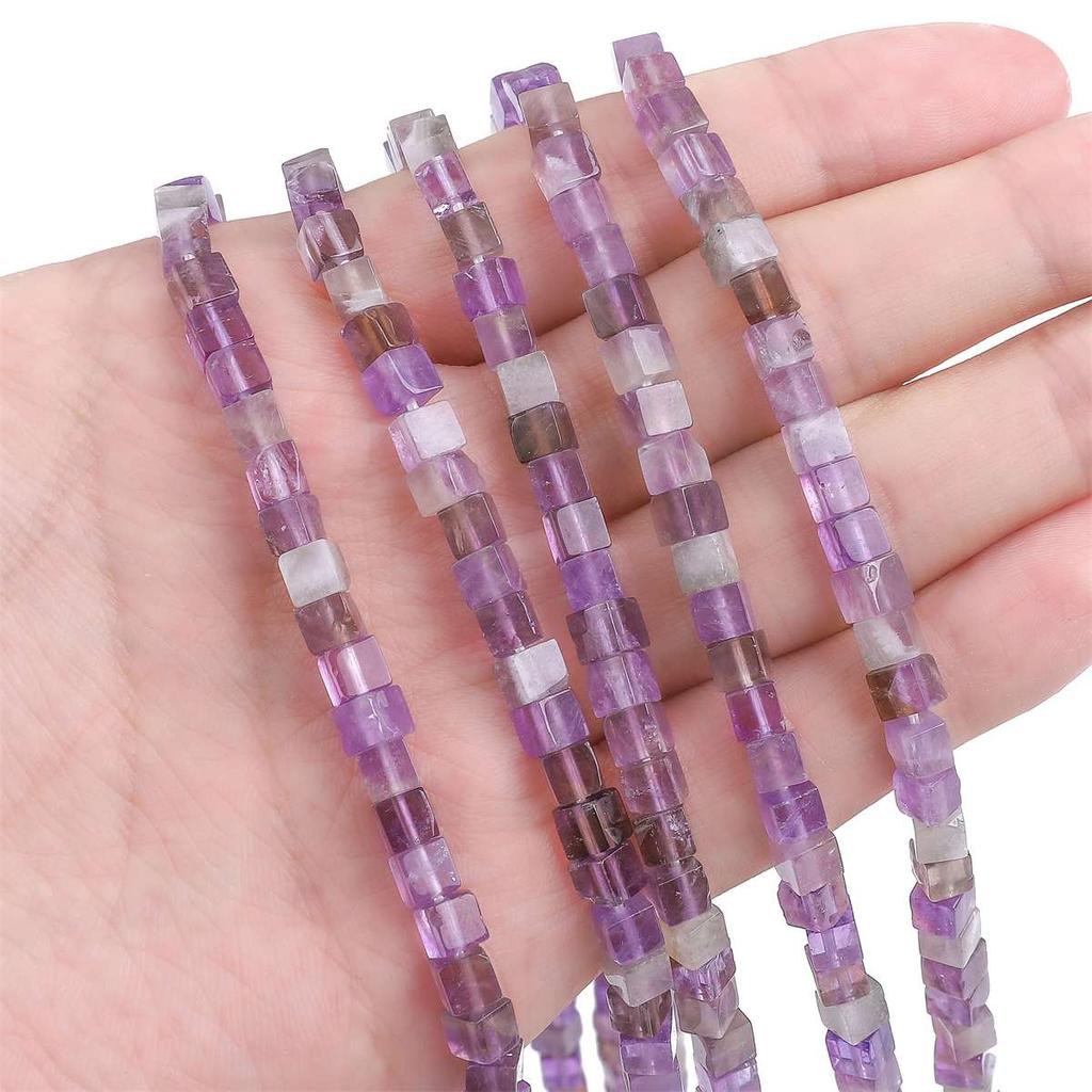 4mm Natural Stone Square Cube Beads Tiger Eye Agate Quartz Aventurine Stone E Spacer Loose Beads for Jewelry Making  85pcs 38cm