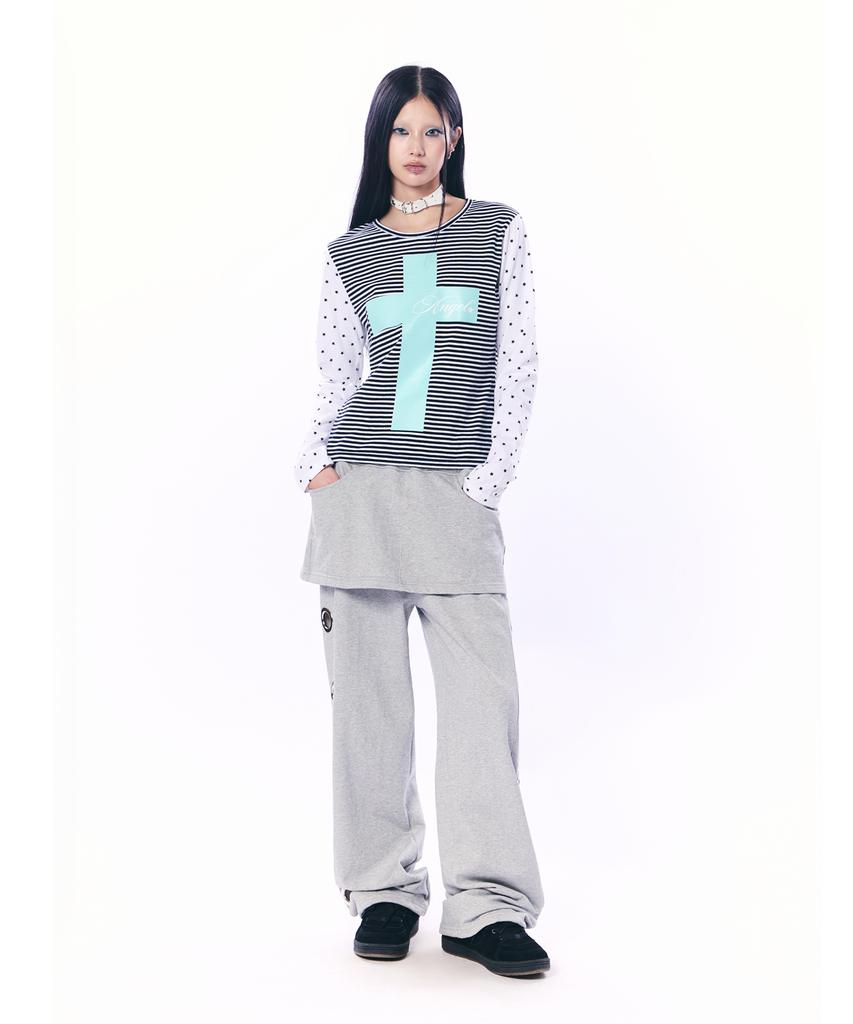 SETUP-EXE Mixed Pattern Top / Black