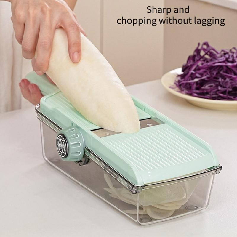 Handheld Kitchen Mandoline Slicer for Vegetables Cheese Manual Onion Cutter Practical Food Cutting Tool with Container