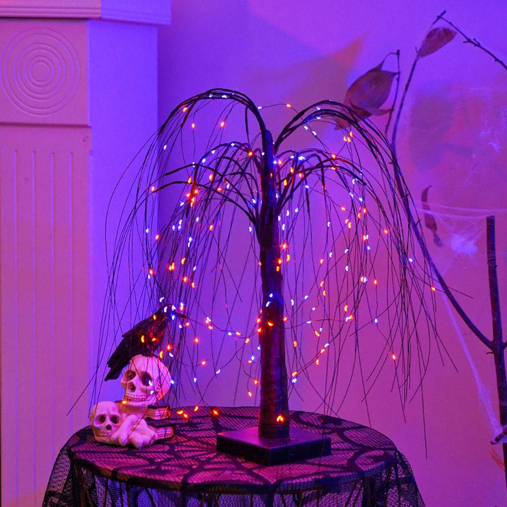 Halloween Tree Lights, Black Halloween Tree With Lights, Outdoor Tree Lights, 23.6 Inch Tree Lights Desktop Decoration