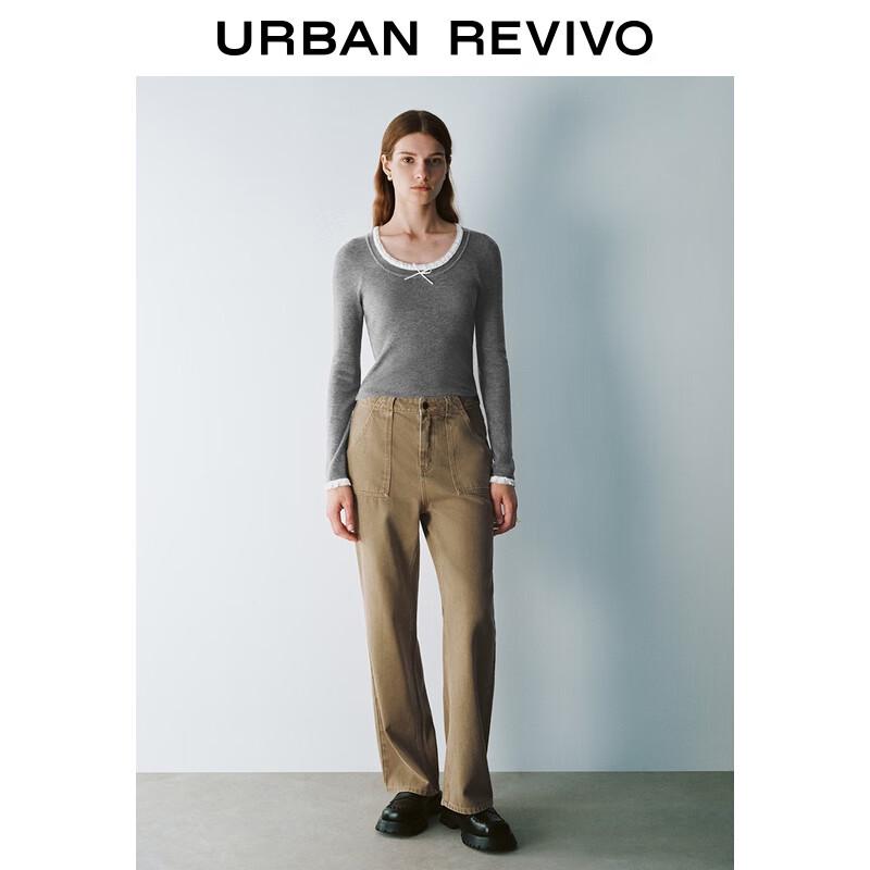 

Женский облегающий вязаный свитер в стиле колор-блок UR M